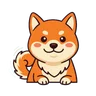 狗狗：柴犬從畫面下緣探出頭，尾巴在搖。